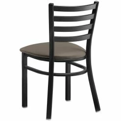 Lancaster Table & Seating Black Finish Ladder Back Chair With 2 1/2" Taupe Vinyl Padded Seat 6 Lancaster Table & Seating Black Finish Ladder Back Chair With 2 1/2" Taupe Vinyl Padded Seat -Lancaster Table & Seating Shop 2297507