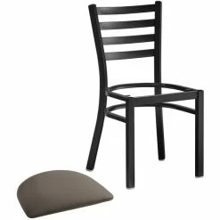 Lancaster Table & Seating Black Finish Ladder Back Chair With 2 1/2" Taupe Vinyl Padded Seat 7 Lancaster Table & Seating Black Finish Ladder Back Chair With 2 1/2" Taupe Vinyl Padded Seat -Lancaster Table & Seating Shop 2297508