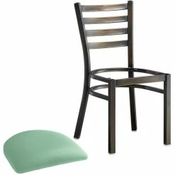 Lancaster Table & Seating Distressed Copper Finish Ladder Back Chair With 2 1/2" Seafoam Vinyl Padded Seat -Lancaster Table & Seating Shop 2297840