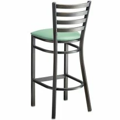 Lancaster Table & Seating Distressed Copper Finish Ladder Back Bar Stool With 2 1/2" Seafoam Vinyl Padded Seat -Lancaster Table & Seating Shop 2297856