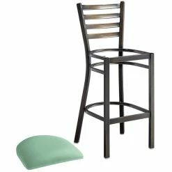 Lancaster Table & Seating Distressed Copper Finish Ladder Back Bar Stool With 2 1/2" Seafoam Vinyl Padded Seat -Lancaster Table & Seating Shop 2297857