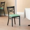 Lancaster Table & Seating Black Finish Cross Back Chair With 2 1/2" Seafoam Vinyl Padded Seat