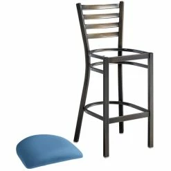 Lancaster Table & Seating Distressed Copper Finish Ladder Back Bar Stool With 2 1/2" Blue Vinyl Padded Seat 7 Lancaster Table & Seating Distressed Copper Finish Ladder Back Bar Stool With 2 1/2" Blue Vinyl Padded Seat -Lancaster Table & Seating Shop 2298287