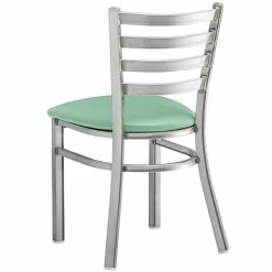 Lancaster Table & Seating Clear Coat Finish Ladder Back Chair With 2 1/2" Seafoam Vinyl Padded Seat 6 Lancaster Table & Seating Clear Coat Finish Ladder Back Chair With 2 1/2" Seafoam Vinyl Padded Seat -Lancaster Table & Seating Shop 2298335