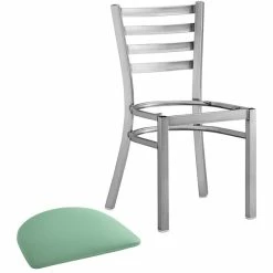 Lancaster Table & Seating Clear Coat Finish Ladder Back Chair With 2 1/2" Seafoam Vinyl Padded Seat 7 Lancaster Table & Seating Clear Coat Finish Ladder Back Chair With 2 1/2" Seafoam Vinyl Padded Seat -Lancaster Table & Seating Shop 2298336