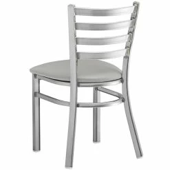 Lancaster Table & Seating Clear Coat Finish Ladder Back Chair With 2 1/2" Light Gray Vinyl Padded Seat -Lancaster Table & Seating Shop 2298349