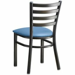 Lancaster Table & Seating Distressed Copper Finish Ladder Back Chair With 2 1/2" Blue Vinyl Padded Seat -Lancaster Table & Seating Shop 2298729