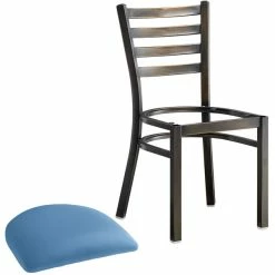 Lancaster Table & Seating Distressed Copper Finish Ladder Back Chair With 2 1/2" Blue Vinyl Padded Seat -Lancaster Table & Seating Shop 2298730