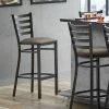 Lancaster Table & Seating Distressed Copper Finish Ladder Back Bar Stool With 2 1/2" Taupe Vinyl Padded Seat