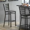 Lancaster Table & Seating Distressed Copper Finish Ladder Back Bar Stool With 2 1/2" Dark Gray Vinyl Padded Seat