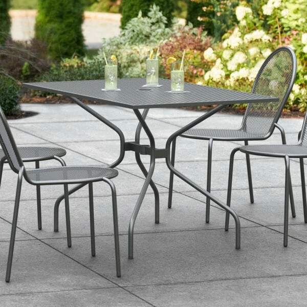 Lancaster Table & Seating Harbor Black 30" X 48" Rectangular Outdoor Standard Height Table With Modern Legs 1 Lancaster Table & Seating Harbor Black 30" X 48" Rectangular Outdoor Standard Height Table With Modern Legs