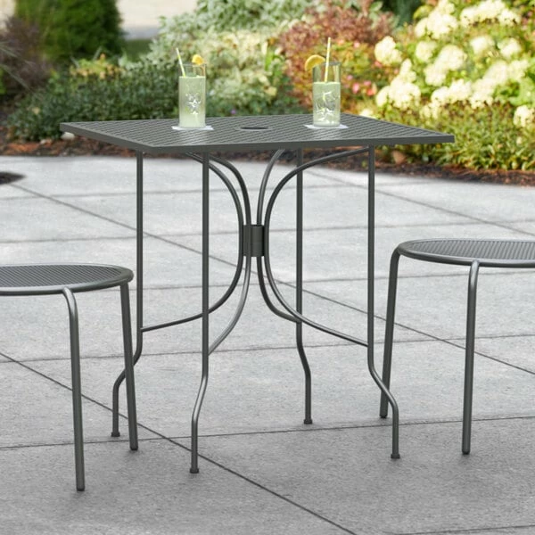 Lancaster Table & Seating Harbor Black 24" X 30" Rectangular Outdoor Standard Height Table With Ornate Legs 1 Lancaster Table & Seating Harbor Black 24" X 30" Rectangular Outdoor Standard Height Table With Ornate Legs