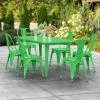 LT&S Alloy Series Lancaster Table & Seating Alloy Series 63" X 32" Green Dining Height Outdoor Table With 6 Industrial Cafe Chairs