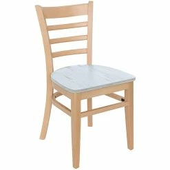 BFM Seating Berkeley Natural Beechwood Ladder Back Side Chair With Relic Antique Wash Seat