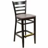 BFM Seating Berkeley Black Beechwood Ladder Back Barstool With Relic Rustic Copper Seat