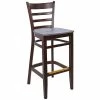BFM Seating Berkeley Dark Walnut Beechwood Ladder Back Barstool With Relic Rustic Copper Seat