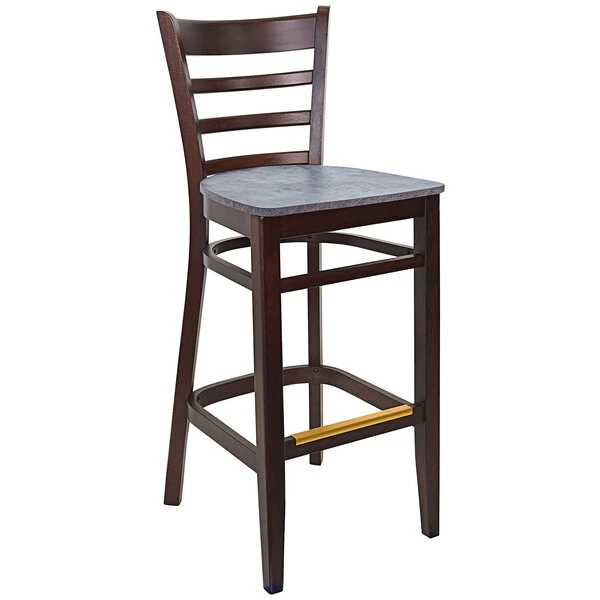 BFM Seating Berkeley Dark Walnut Beechwood Ladder Back Barstool With Relic Rustic Copper Seat 1 BFM Seating Berkeley Dark Walnut Beechwood Ladder Back Barstool With Relic Rustic Copper Seat