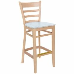 BFM Seating Berkeley Natural Beechwood Ladder Back Barstool With Relic Antique Wash Seat