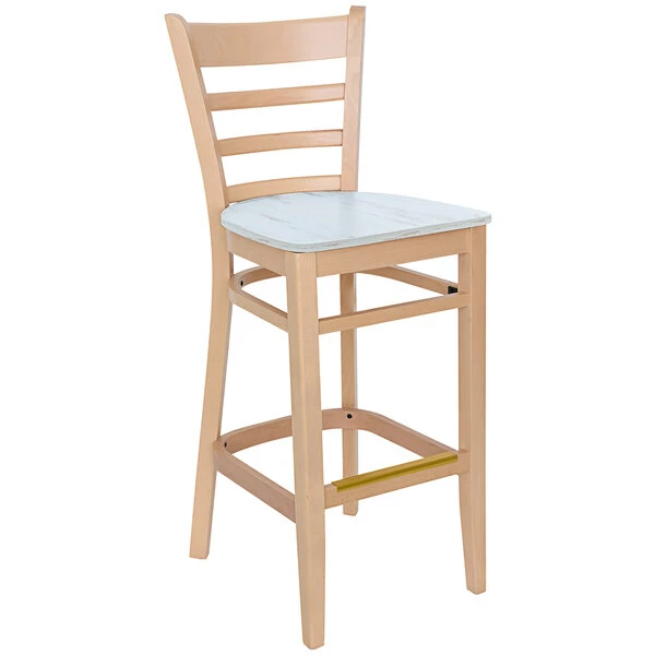 BFM Seating Berkeley Natural Beechwood Ladder Back Barstool With Relic Antique Wash Seat 1 BFM Seating Berkeley Natural Beechwood Ladder Back Barstool With Relic Antique Wash Seat