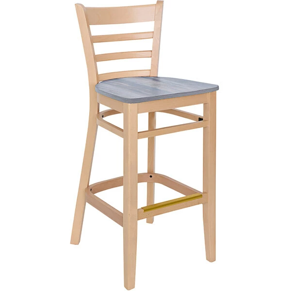 BFM Seating Berkeley Natural Beechwood Ladder Back Barstool With Relic Chestnut Seat 1 BFM Seating Berkeley Natural Beechwood Ladder Back Barstool With Relic Chestnut Seat