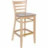 BFM Seating Berkeley Natural Beechwood Ladder Back Barstool With Relic Knotty Pine Seat