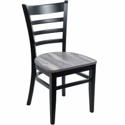 BFM Seating Berkeley Black Beechwood Ladder Back Side Chair With Relic Farmhouse Seat