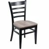 BFM Seating Berkeley Black Beechwood Ladder Back Side Chair With Relic Knotty Pine Seat