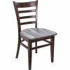 BFM Seating Berkeley Dark Walnut Beechwood Ladder Back Side Chair With Relic Farmhouse Seat