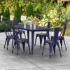 LT&S Alloy Series Lancaster Table & Seating Alloy Series 63" X 32" Navy Dining Height Outdoor Table With 6 Industrial Cafe Chairs