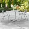Lancaster Table & Seating 27" Chrome Powder-Coated Round Steel And Aluminum Dining Set With 2 Aluminum Outdoor Arm Chairs