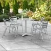 Lancaster Table & Seating 27" Chrome Powder-Coated Round Steel And Aluminum Dining Set With 4 Aluminum Outdoor Arm Chairs