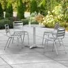Lancaster Table & Seating 28" Chrome Powder-Coated Round Steel And Aluminum Dining Set With 4 Aluminum Outdoor Side Chairs