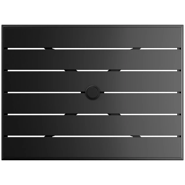 Lancaster Table & Seating 24" X 32" Black Powder-Coated Aluminum Dining Height Outdoor Table With Umbrella Hole 3 Lancaster Table & Seating 24" X 32" Black Powder-Coated Aluminum Dining Height Outdoor Table With Umbrella Hole - Image 3