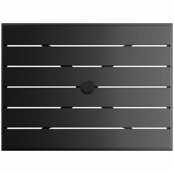 Lancaster Table & Seating 24" X 32" Black Powder-Coated Aluminum Standard Height Outdoor Table With Umbrella Hole And 2 Arm Chairs 5 Lancaster Table & Seating 24" X 32" Black Powder-Coated Aluminum Standard Height Outdoor Table With Umbrella Hole And 2 Arm Chairs - Image 5