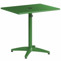 Lancaster Table & Seating 24" X 32" Green Powder-Coated Aluminum Standard Height Outdoor Table With Umbrella Hole And 2 Side Chairs -Lancaster Table & Seating Shop 2309986