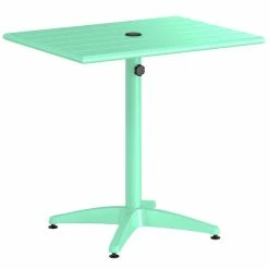 Lancaster Table & Seating 24" X 32" Seafoam Powder-Coated Aluminum Standard Height Outdoor Table With Umbrella Hole And 2 Arm Chairs -Lancaster Table & Seating Shop 2310006