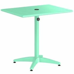 Lancaster Table & Seating 24" X 32" Seafoam Powder-Coated Aluminum Standard Height Outdoor Table With Umbrella Hole And 2 Side Chairs -Lancaster Table & Seating Shop 2310008
