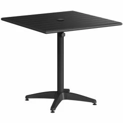 Lancaster Table & Seating 32" X 32" Black Powder-Coated Aluminum Standard Height Outdoor Table With Umbrella Hole And 4 Arm Chairs -Lancaster Table & Seating Shop 2310024