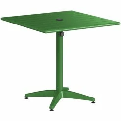Lancaster Table & Seating 32" X 32" Green Powder-Coated Aluminum Standard Height Outdoor Table With Umbrella Hole And 4 Arm Chairs -Lancaster Table & Seating Shop 2310044