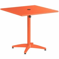 Lancaster Table & Seating 32" X 32" Orange Powder-Coated Aluminum Standard Height Outdoor Table With Umbrella Hole And 4 Side Chairs -Lancaster Table & Seating Shop 2310058