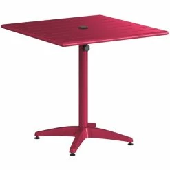 Lancaster Table & Seating 32" X 32" Sangria Powder-Coated Aluminum Standard Height Outdoor Table With Umbrella Hole And 4 Side Chairs -Lancaster Table & Seating Shop 2310072