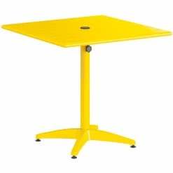 Lancaster Table & Seating 32" X 32" Yellow Powder-Coated Aluminum Standard Height Outdoor Table With Umbrella Hole And 4 Arm Chairs -Lancaster Table & Seating Shop 2310076