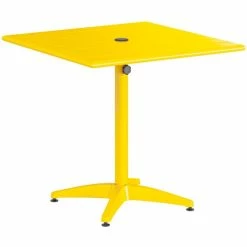 Lancaster Table & Seating 32" X 32" Yellow Powder-Coated Aluminum Standard Height Outdoor Table With Umbrella Hole And 4 Side Chairs -Lancaster Table & Seating Shop 2310078