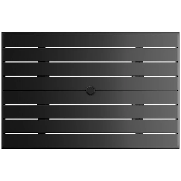 Lancaster Table & Seating 32" X 48" Black Powder-Coated Aluminum Standard Height Outdoor Table With Umbrella Hole And 4 Side Chairs 5 Lancaster Table & Seating 32" X 48" Black Powder-Coated Aluminum Standard Height Outdoor Table With Umbrella Hole And 4 Side Chairs - Image 5