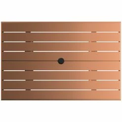 Lancaster Table & Seating 32" X 48" Brown Powder-Coated Aluminum Dining Height Outdoor Table With Umbrella Hole And 4 Side Chairs -Lancaster Table & Seating Shop 2310099