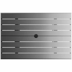 Lancaster Table & Seating 32" X 48" Gray Powder-Coated Aluminum Dining Height Outdoor Table With Umbrella Hole -Lancaster Table & Seating Shop 2310101