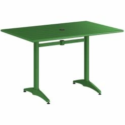 Lancaster Table & Seating 32" X 48" Green Powder-Coated Aluminum Standard Height Outdoor Table With Umbrella Hole And 4 Arm Chairs -Lancaster Table & Seating Shop 2310102