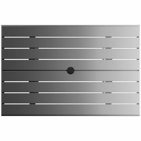 Lancaster Table & Seating 32" X 48" Matte Gray Powder-Coated Aluminum Dining Height Outdoor Table With Umbrella Hole And 4 Side Chairs 5 Lancaster Table & Seating 32" X 48" Matte Gray Powder-Coated Aluminum Dining Height Outdoor Table With Umbrella Hole And 4 Side Chairs - Image 5