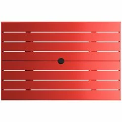 Lancaster Table & Seating 32" X 48" Red Powder-Coated Aluminum Dining Height Outdoor Table With Umbrella Hole And 4 Side Chairs -Lancaster Table & Seating Shop 2310119