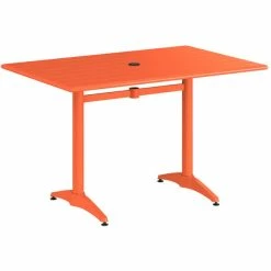 Lancaster Table & Seating 32" X 48" Orange Powder-Coated Aluminum Standard Height Outdoor Table With Umbrella Hole And 4 Arm Chairs 8 Lancaster Table & Seating 32" X 48" Orange Powder-Coated Aluminum Standard Height Outdoor Table With Umbrella Hole And 4 Arm Chairs -Lancaster Table & Seating Shop 2310123